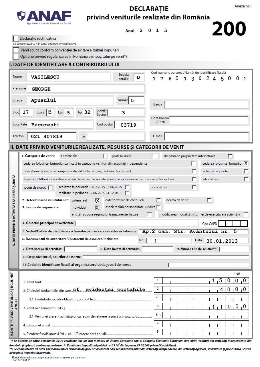 Pfa cod de identificare fiscala